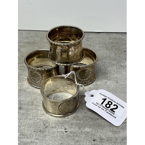 182 - 4 ASST STERLING SILVER NAPKIN RINGS 80G