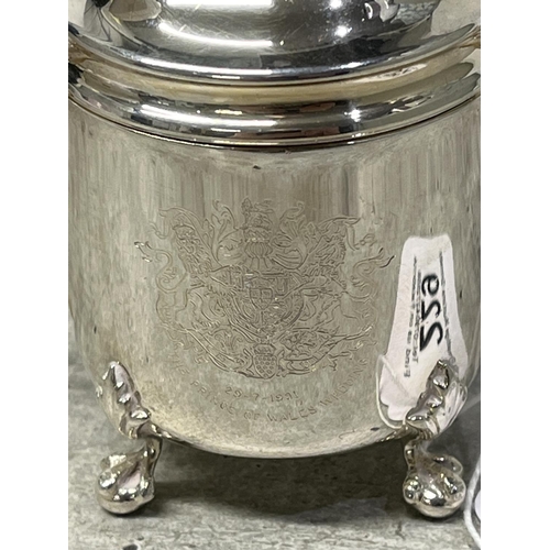 229 - GOLDSMITHS STERLING SILVER POT PRINCE OF WALES WEDDING 1981     105.85G