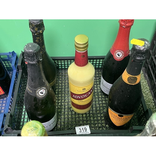 319 - 2 BOTTLES OF SPARKLING BRUT, BOTTLE OF ADVOCAT, BOTTLE OF SPARKLING ROSADO, BOTTLE OF PROSECCO