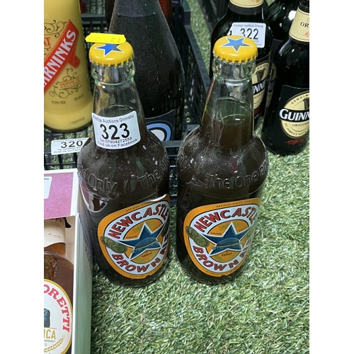 323 - 2 BOTTLES OF NEWCASTLE BROWN ALE FOR COLLECTIBLE PURPOSES ONLY (OUT OF DATE)