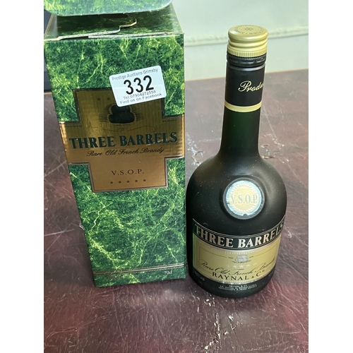 332 - 70CL BOTTLE OF 3 BARRELS FRENCH BRANDY