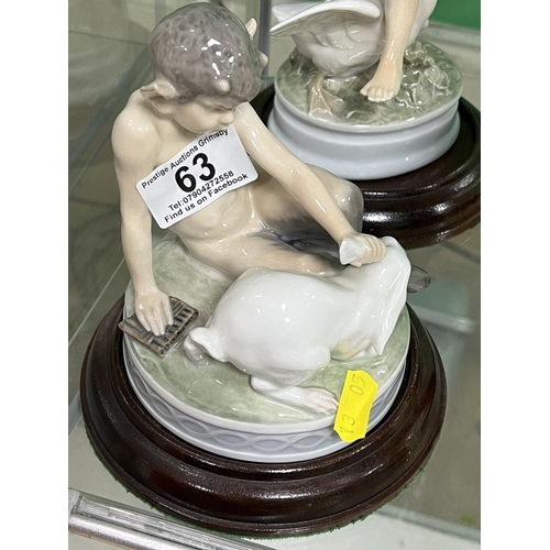 63 - ROYAL COPENHAGEN FAUN WITH RABBIT CODE 439 APPROX 14CM TALL