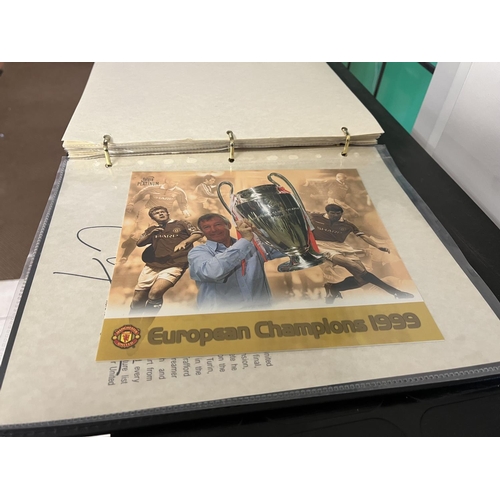 8 - EUROPEAN CHAMPIONS 1999 FOLDER MANCHESTER UTD FUTERA PLATINUM SILK LINED FOLDER ALL CARDS & AUTOGRAP... 