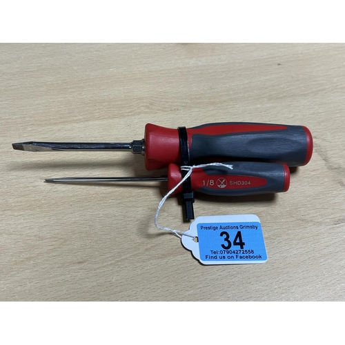 34 - 2 X PRECISION SNAP ON SCREWDRIVERS