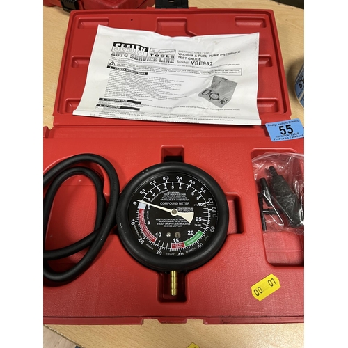 55 - SEALEY VACUUM & FUEL PUMP PRESSURE TEST GAUGE SET