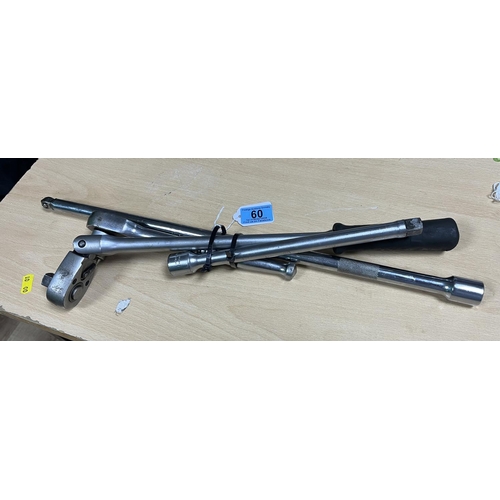 60 - 4 X DRIVE RATCHETTS & EXTENSION BARS INCLUDING BRITOOL & HALFORDS