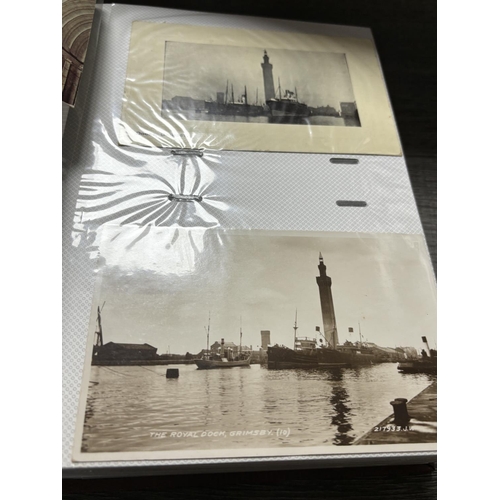 1 - POSTCARD ALBUM OF APPROXIMATELY 107 GRIMSBY & CLEETHORPES POSTCARDS