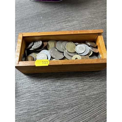 111 - BOX OF MIXED WORLD COINAGE