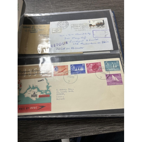 113 - ALBUM OF FIRST DAY COVERS, POSTAL MARKS, LETTERS & SOME SILK POSTCARDS