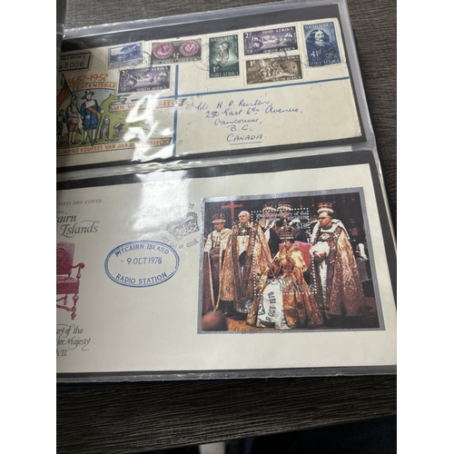 113 - ALBUM OF FIRST DAY COVERS, POSTAL MARKS, LETTERS & SOME SILK POSTCARDS