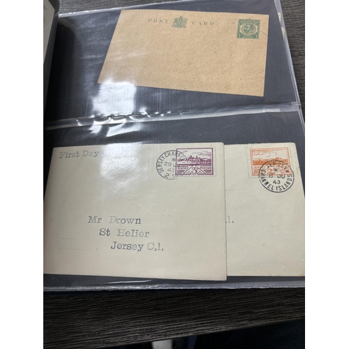 113 - ALBUM OF FIRST DAY COVERS, POSTAL MARKS, LETTERS & SOME SILK POSTCARDS