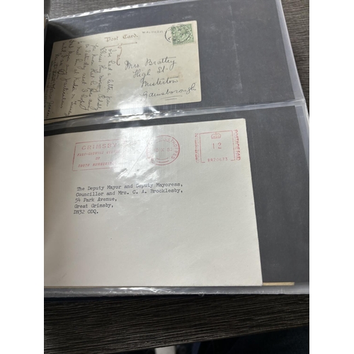 113 - ALBUM OF FIRST DAY COVERS, POSTAL MARKS, LETTERS & SOME SILK POSTCARDS