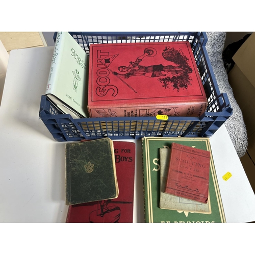 119 - BASKET OF ASSORTED SCOUTING BOOKS