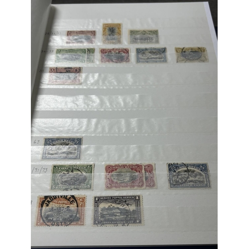 130 - 5 X STAMP ALBUMS BULGARIA, CAYMEN ISLANDS, BARBADOS, BELGIUM, CONGO BERMUDA