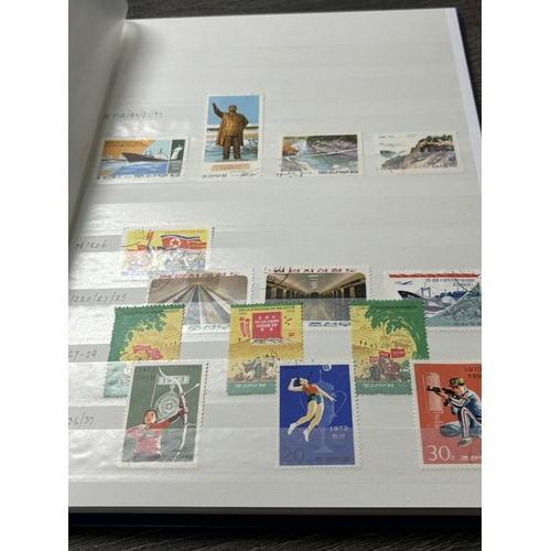 132 - 5 X STAMP ALBUMS NORTH KOREA X2, LESOTHO, MALAWI, ITALY