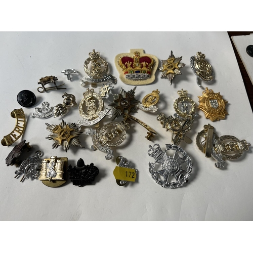 172 - ASSORTED MILITARY CAP BADGES ETC