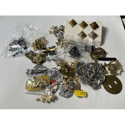 175 - ASSORTED MILITARY CAP BADGES ETC