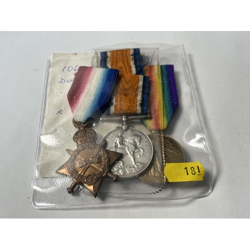 181 - 3 X WORLD WAR 1 MEDALS NAMED TO 106952 D.V.R S STOREY  R.A.F/R.A