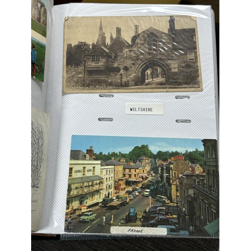 2 - POSTCARD ALBUM WARWICKSHIRE, WILTSHIRE, WORCESTERSHIRE, YORKSHIRE & LONDON POSTCARDS