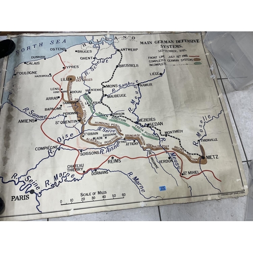 275 - MAIN GERMAN DEFENSIVE SYSTEMS SEPTEMBER 1918 THIS IS ON WHAT LOOKS LIKE OLD MAP PAPER & LOOKS TO HAV... 