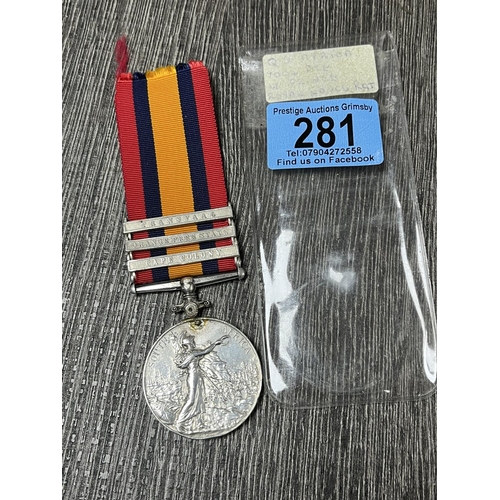 281 - SILVER VICTORIAN AFRICA MEDAL NAMED TO 7004 P.T.E W PRINCE R.L LANC REGIMENT PLEASE NOTE THIS MEDAL ... 