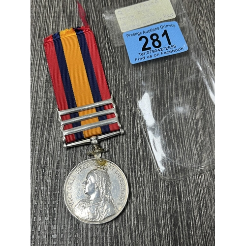 281 - SILVER VICTORIAN AFRICA MEDAL NAMED TO 7004 P.T.E W PRINCE R.L LANC REGIMENT PLEASE NOTE THIS MEDAL ... 