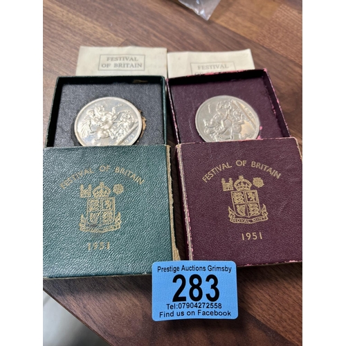 283 - 2 X 1951 FESTIVAL OF BRITAIN CROWNS