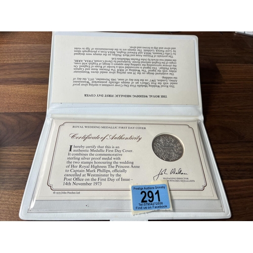 291 - ROYAL WEDDING 14-11-73 STERLING SILVER FIRST DAY COVER