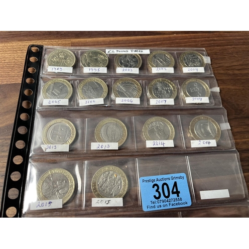 304 - PAGE OF 16 X £2 COINS COLLECTABLE SEE PICTURES FOR DATES