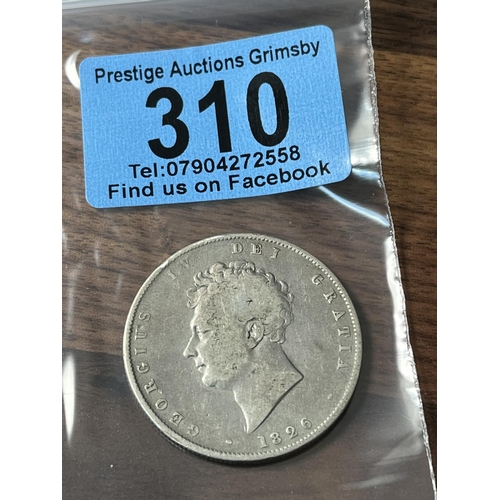 310 - SILVER 1/2 CROWN 1826