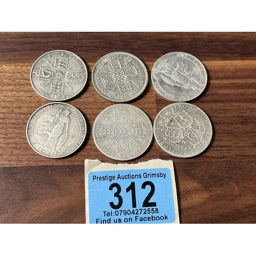 312 - 6 X SILVER FLORINS