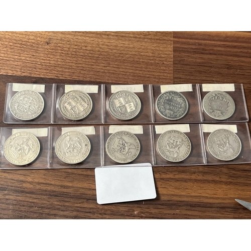 313 - 10 X SILVER SHILLINGS