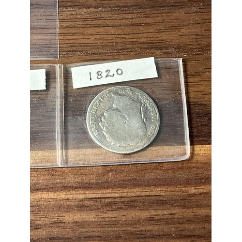 316 - 5 X EARLY SILVER SIXPENCES 1587, 1728, 1757, 1767, 1820