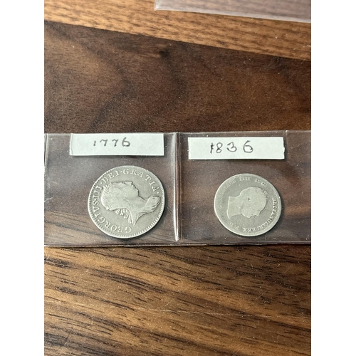 318 - 5 X SILVER 4P PIECES