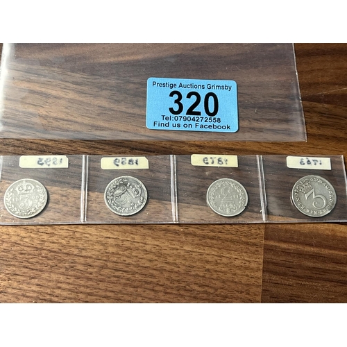 320 - 4 EARLY SILVER 3 PENNY PIECES