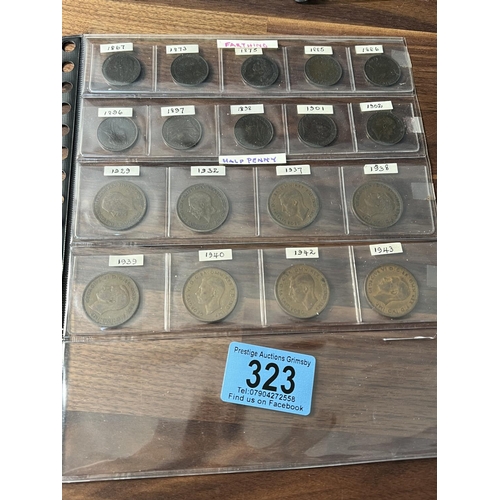 323 - SHEET OF FARTHINGS & HALF PENNIES