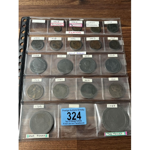 324 - SHEET OF COPPER COINAGE