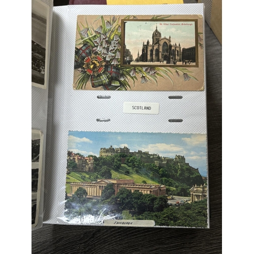 4 - POSTCARD ALBUM ISLE OF MAN, GUERNSEY, JERSEY, SCOTLAND, SCOTTISH ISLES, WALES, ISLE OF ANGLESEY & NO... 