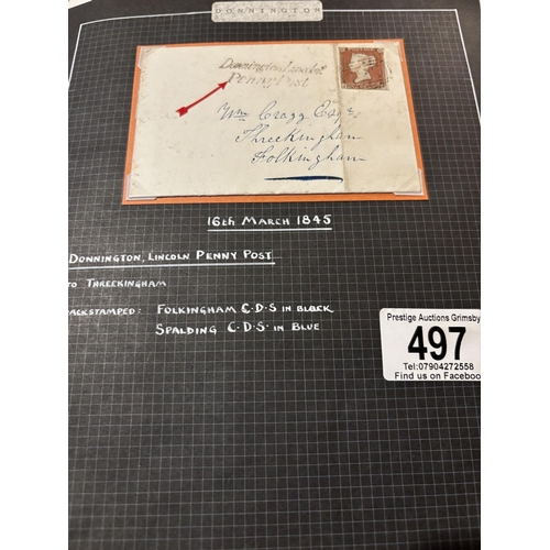 497 - POSTAL MARKS OF LINCOLNSHIRE SEE PICTURES FOR DETAILS YEAR 1845