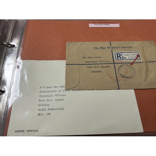 63 - FOLDER OF GOVERNMENT DEPARTMENT MAIL & ROYAL NAVY INCLUDING POSTAL STAMPS