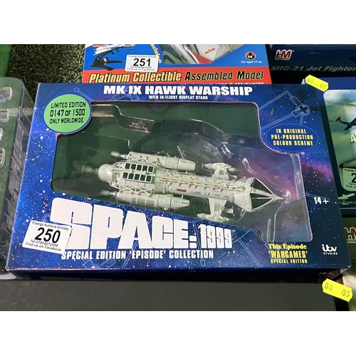 250 - SPACE 1999 MKIX HAWK WAR SHIP WITH INFLIGHT DISPLAY STAND LTD EDITION OF ONLY 1500 WORLDWIDE