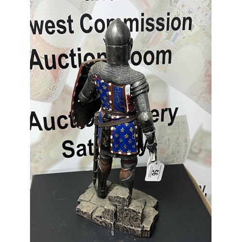 56 - KNIGHT IN ARMOUR FIGURINE APPROX 42CM TALL