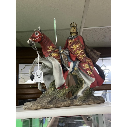 KING ARTHUR ON HORSEBACK FIGURINE APPROX 40CM TALL