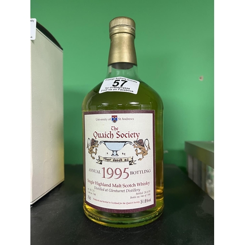 57 - BOTTLE OF QUAICH SOCIETY SINGLE HIGHLAND MALT SCOTCH WHISKEY 70CL