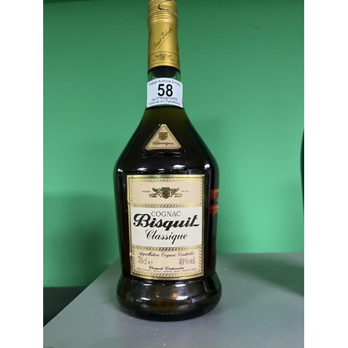 58 - BOTTLE OF COGNAC BISQUIT CLASSIQUE 70CL