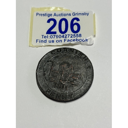 206 - 1811 CORNISH PENNY TOKEN FOR ACCOMADATION