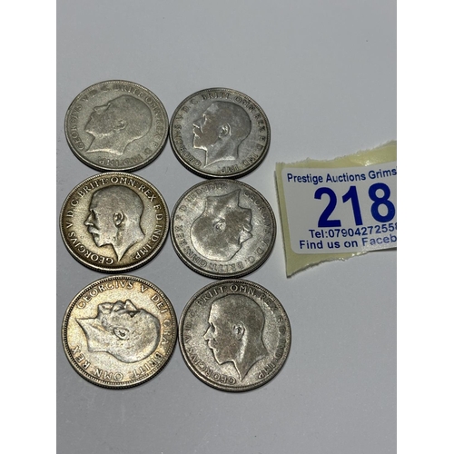 218 - 6 X SILVER FLORINS SOME NICE GRADES 66G