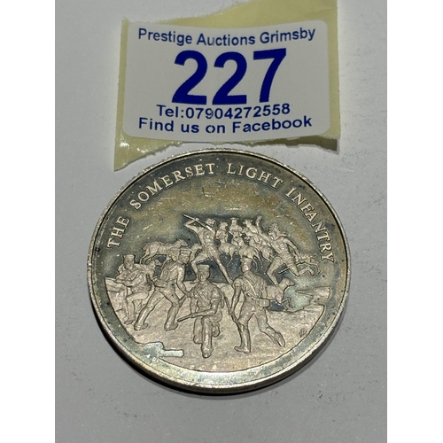 227 - STERLING SILVER MEDALLION SOMERSET LIGHT INFANTRY 45G