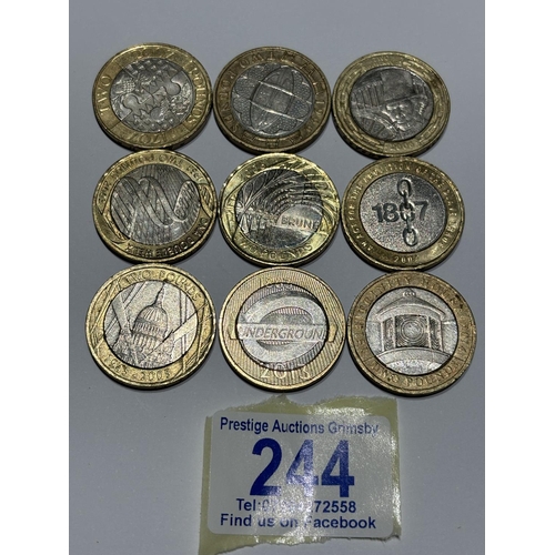 244 - 9X COLLECTIBLE PICTURE FORCE £2 COINS