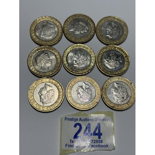 244 - 9X COLLECTIBLE PICTURE FORCE £2 COINS